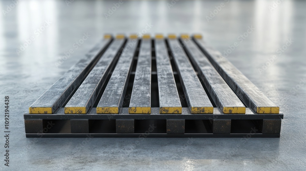 Poster a close-up view of a wooden pallet used for storage and transportation.