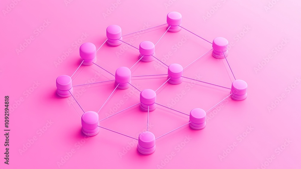 Poster A network of pink nodes connected by lines on a soft pink background.