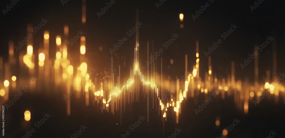 Aufkleber Abstract visualization of sound waves with glowing elements.