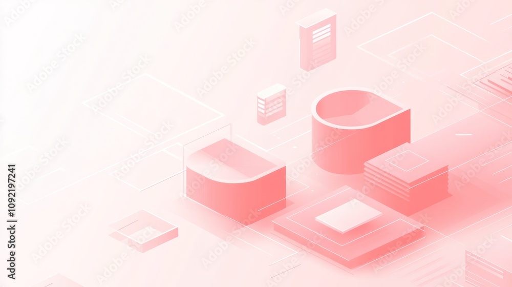 Aufkleber Abstract geometric shapes in a soft gradient background, suggesting technology and innovation.