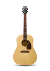 Obraz premium Isolated photorealistic vector illustration of acoustic guitar