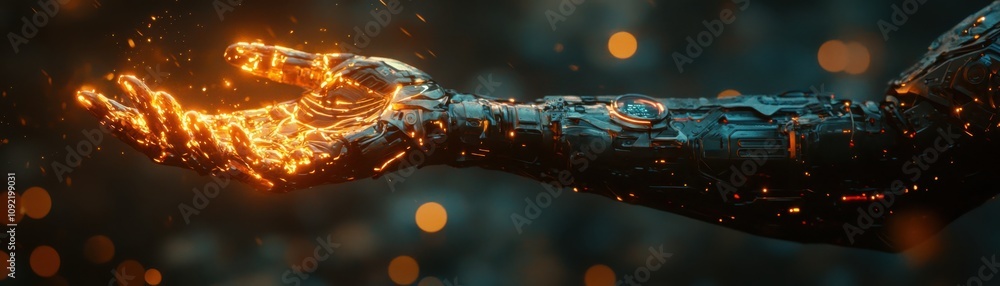 Poster exploring human-robot collaboration showcasing the future of technology in a dynamic environment