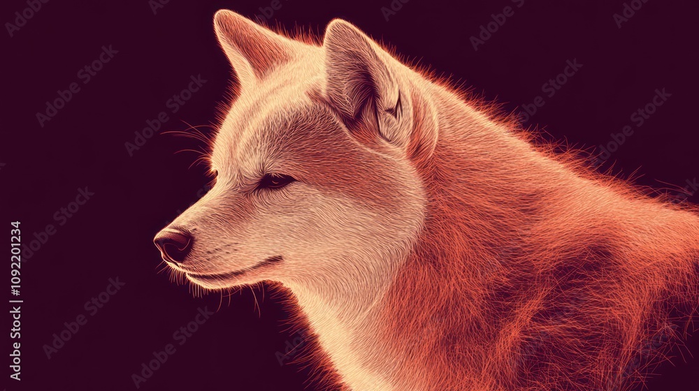 Poster a close-up profile of a fox with a warm, artistic filter highlighting its fur texture.