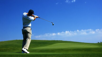 A Golfer Swinging His Club on a Sunny Day
