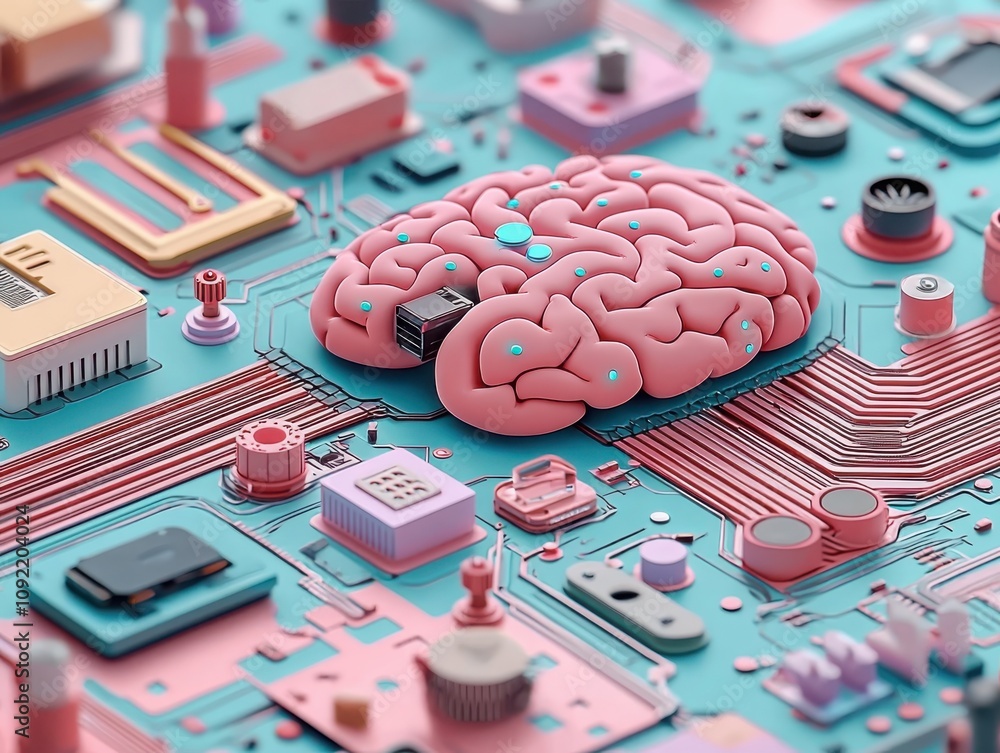 Poster innovative brain-computer interface revolutionizes human interaction with technology in a digital la