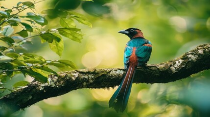 Obraz premium Close-Up of a Colorful Magpie Perched in Nature