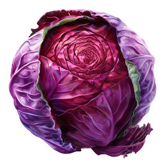 Obraz premium Fresh purple cabbage transparent style on a white background