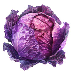 Obraz premium Fresh purple cabbage transparent style on a white background