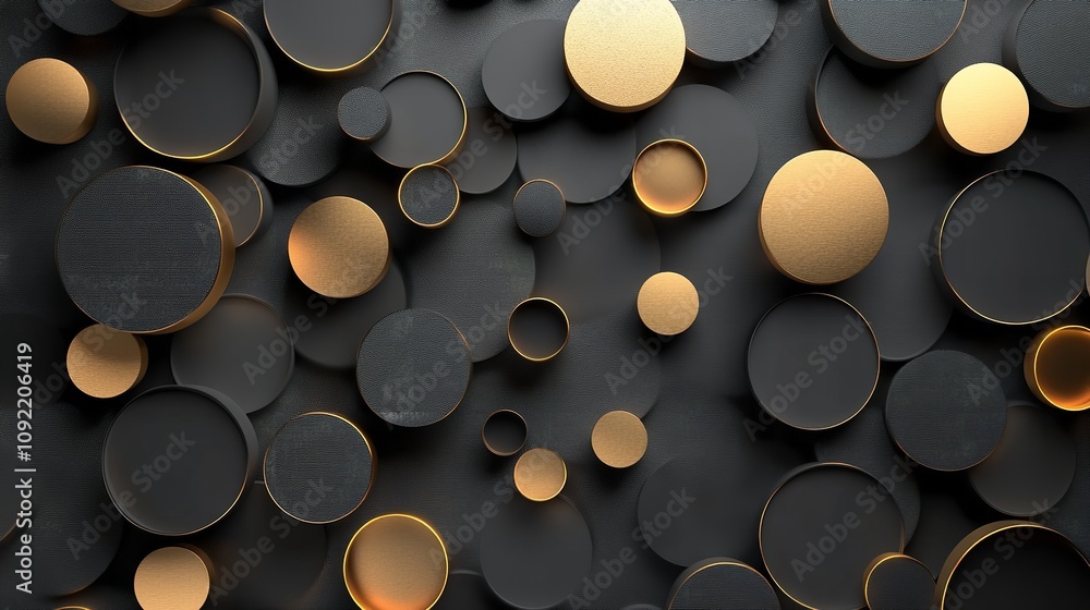Poster abstract background showing gold and black circles overlapping