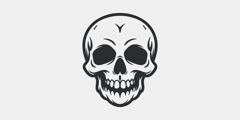 bold monochrome skull with minimalist tattoo-inspired line art for edgy designs