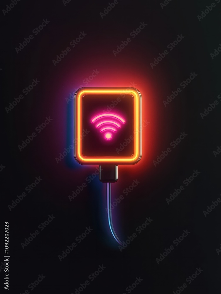 Poster charger neon icon. elements of internet things set. simple icon for websites, web design, mobile app