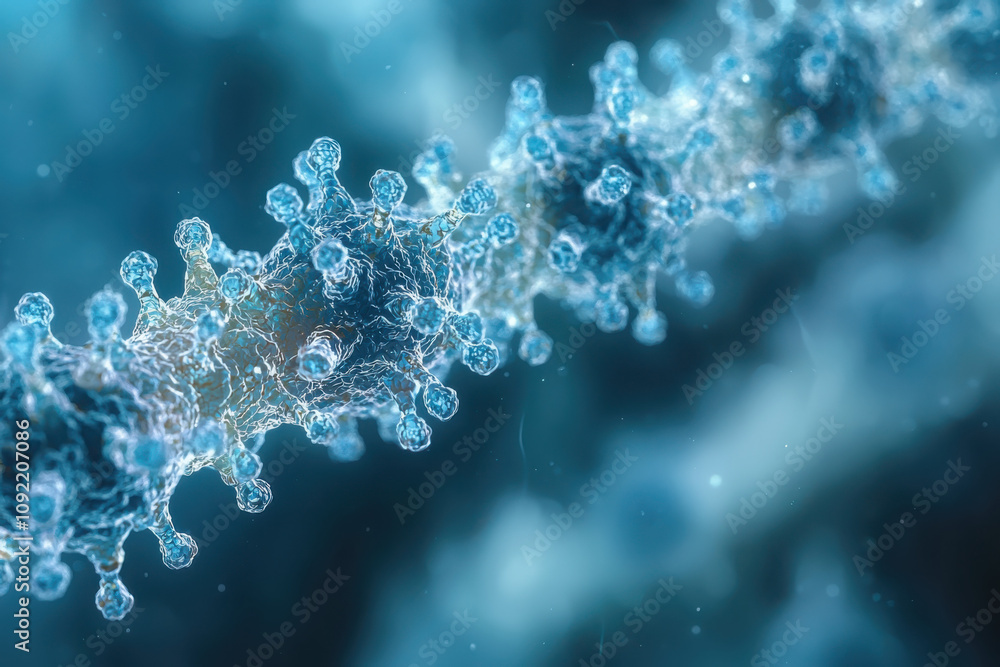 Poster exploring a bacterium closeup microbial world science macro photography lab environment detailed vie