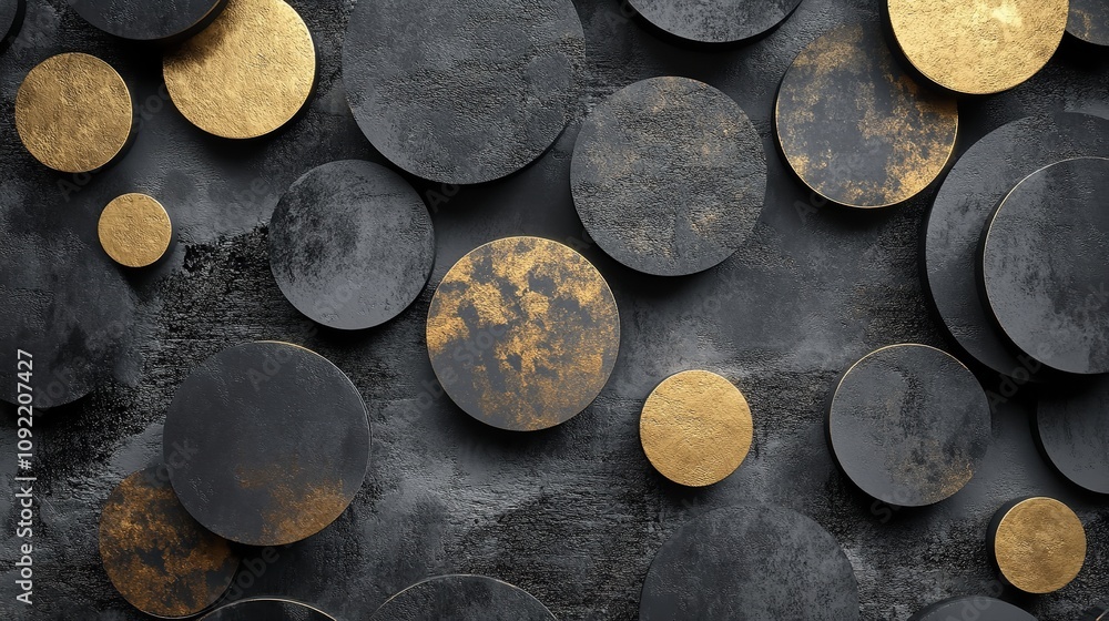 Poster abstract background showing gold and black circles overlapping