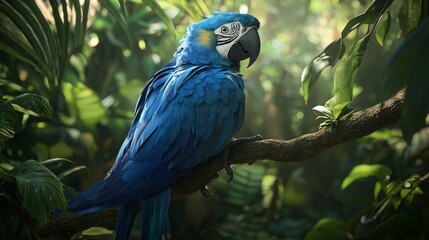 Obraz premium Spix's Macaw in Lush Greenery