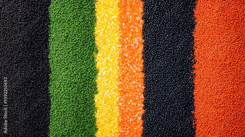 Poster different types of pulses arranged in layers showing color and texture