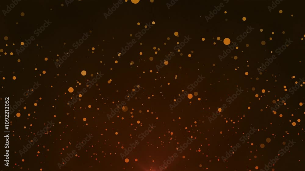 Poster golden bokeh particles floating in the air on a dark background, horizontal composition. light rays 