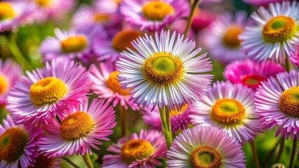 Close-Up of Mexican Fleabane (Erigeron karvinskianus) Flowers in Bloom Showcasing Their Delicate Petals and Vibrant Colors Against a Soft Background for Nature Enthusiasts and Garden Lovers