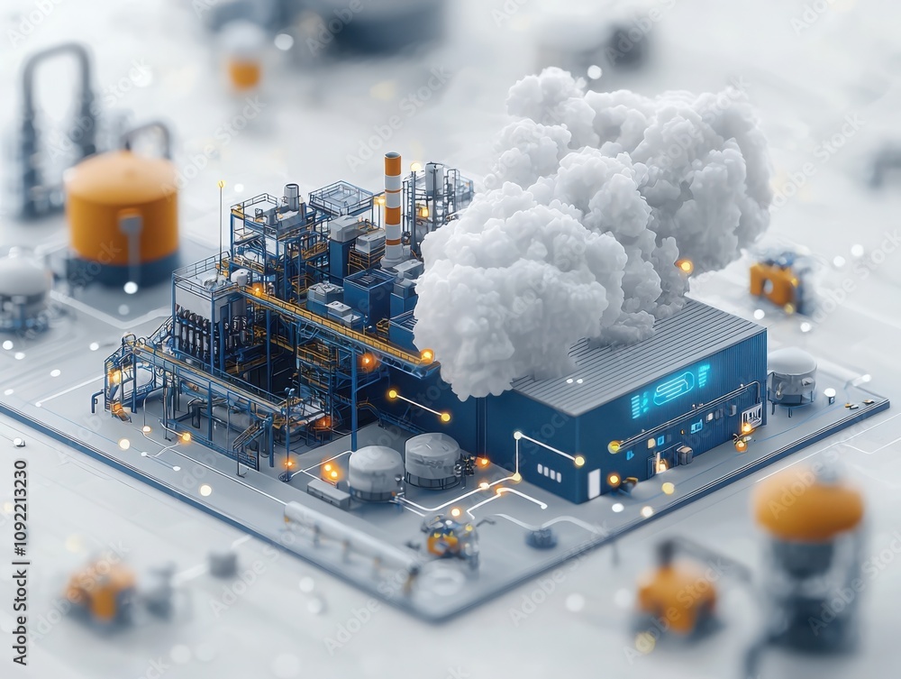 Poster visualizing smart factory data flow a digital perspective on modern industry in a high-tech environm