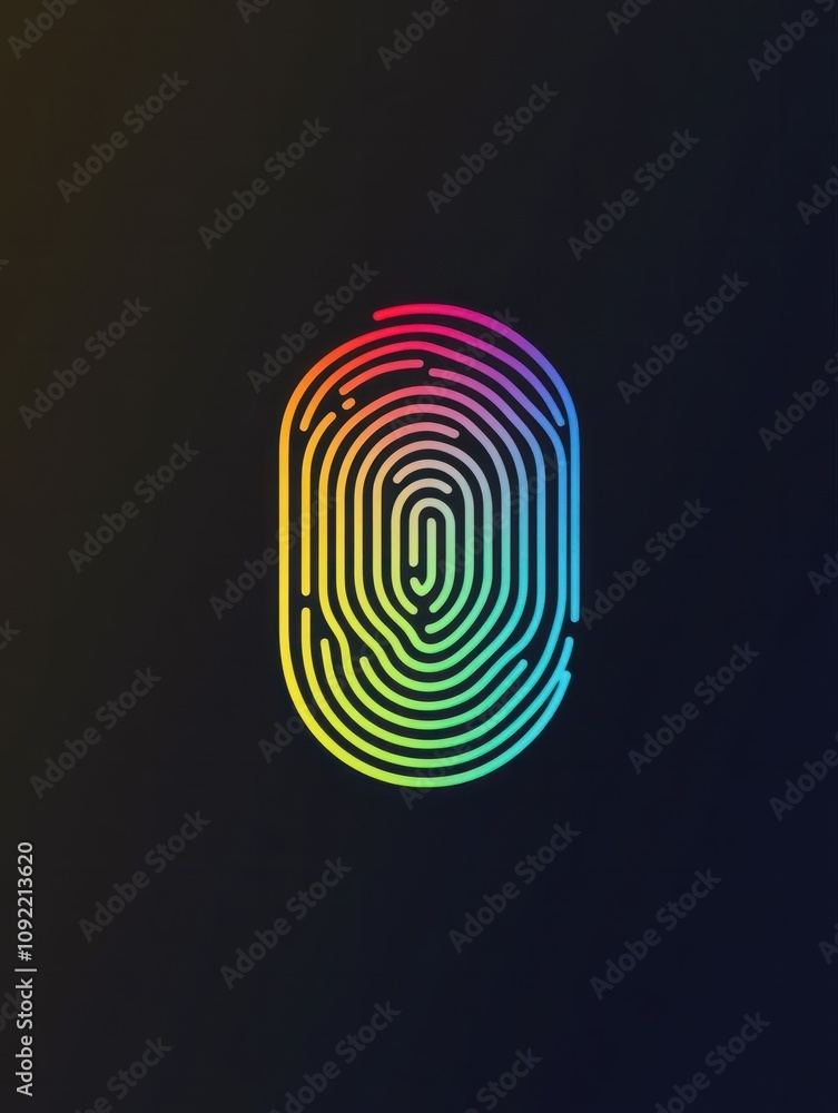 Poster fingerprint multi color style icon. simple thin line, outline of internet things icons for ui and ux