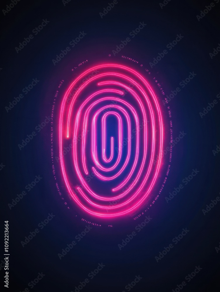 Poster fingerprint neon icon. elements of internet things set. simple icon for websites, web design, mobile