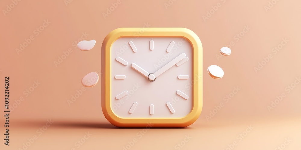 Aufkleber A stylized clock with a soft color palette, representing time and organization.