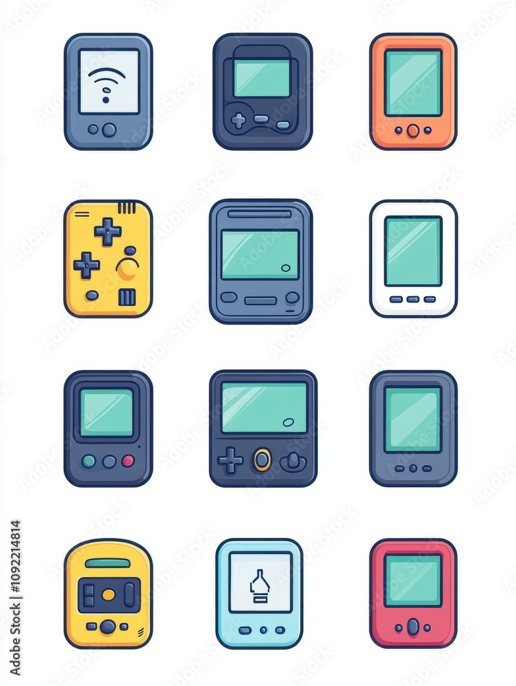 Poster game console multi color style icon. simple thin line, outline of internet things icons for ui and u