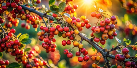 Fototapeta premium Wild Fruit Covered Branches - Autumnal Portrait Photography