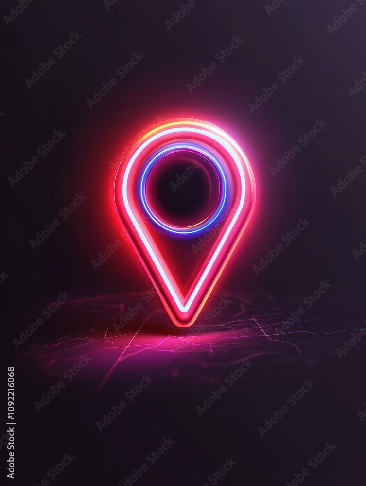 Poster gps neon icon. elements of internet things set. simple icon for websites, web design, mobile app, in