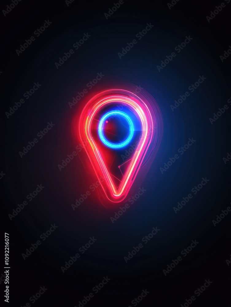 Poster gps neon icon. elements of internet things set. simple icon for websites, web design, mobile app, in