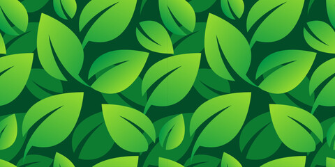 Green leaves seamless pattern, Tropical leaves seamless vector floral pattern background illustration