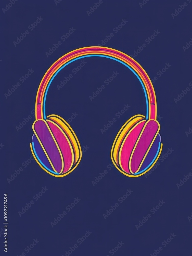 Poster headphones multi color style icon. simple thin line, outline of internet things icons for ui and ux,