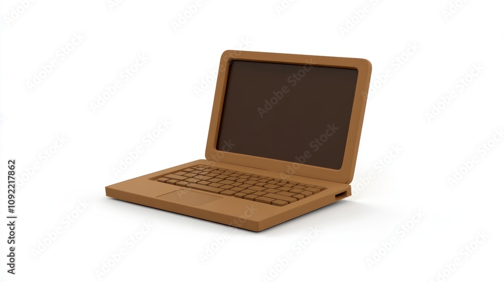 Poster a stylized, brown laptop with a simple design, representing technology and digital work.