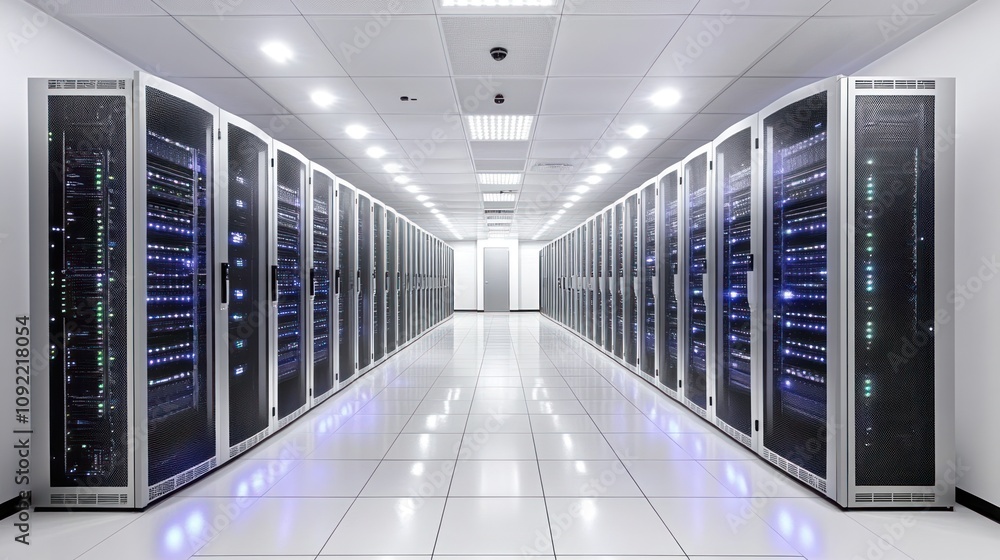 Poster modern data center server room infrastructure
