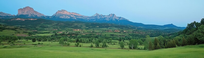 Obraz premium Vast green valley with majestic mountains.
