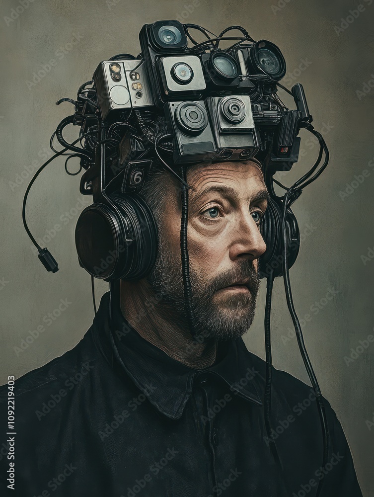 Poster man with modular phone.