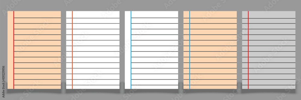 Poster creative vector illustration of realistic square, lined paper blank sheets set isolated. realistic n