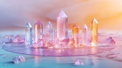 Crystal grid on pastel background with space for headline