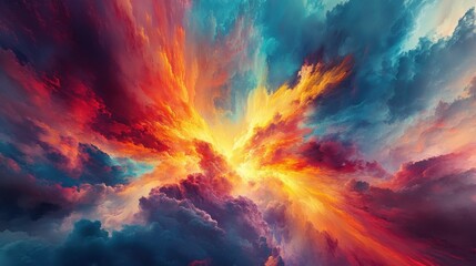 Fototapeta premium Burst of bright colors and energy in the sky