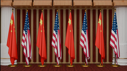 United States of America flag and China flag © adika
