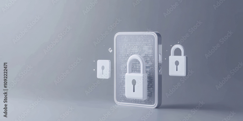 Poster A digital lock icon representing security and data protection in a modern design.