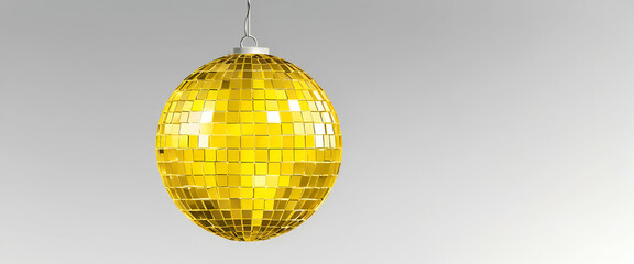 Fototapeta premium Yellow disco ball isolated on transparent background