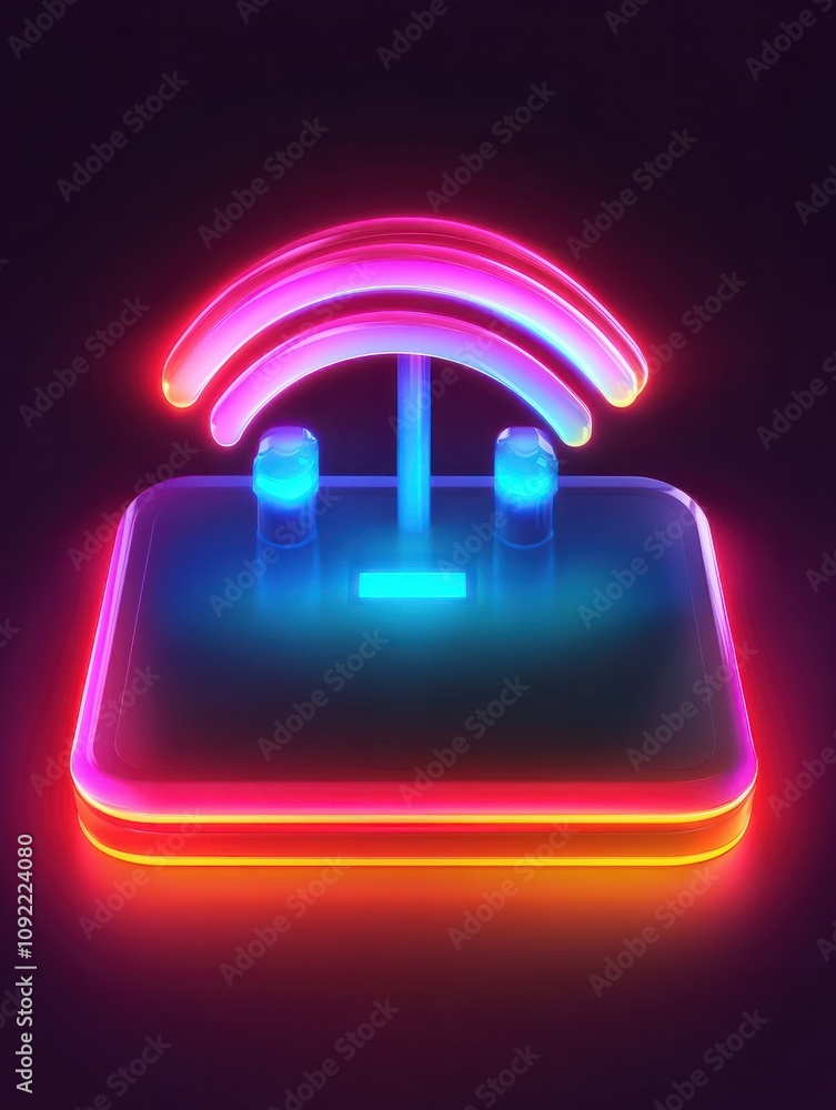 Poster router neon icon. elements of internet things set. simple icon for websites, web design, mobile app,