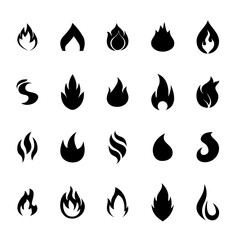 Fire flames, set vector icons Fire and flames outline icon set. Contour bonfire, linear flaming elements. Hand drawn monochrome different fire flame vector illustration. vector fire flame set isolated