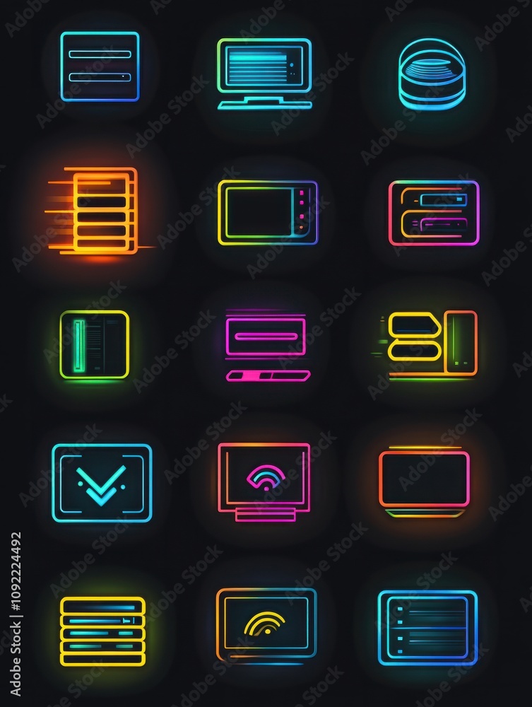 Poster server multi color style icon. simple thin line, outline of internet things icons for ui and ux, web