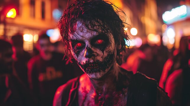 Halloween zombie-themed pub crawl in an American city