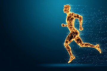 Obraz premium Abstract representation of a heartbeat line forming a figure doing aerobics, minimal and dynamic