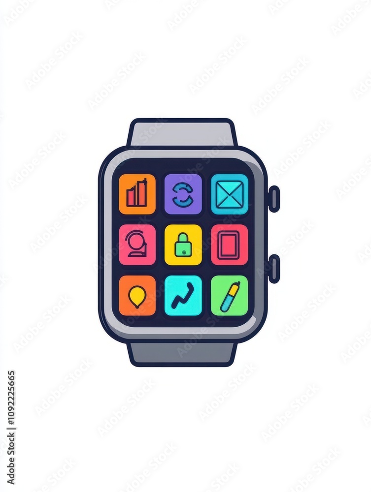 Poster smartwatch multi color style icon. simple thin line, outline of internet things icons for ui and ux,