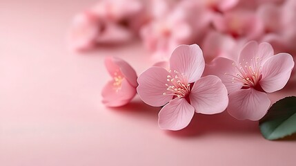 Close-up of delicate pink flowers on a pink background.