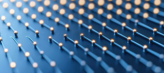 Obraz premium Glowing LED lights on circuit board create futuristic pattern