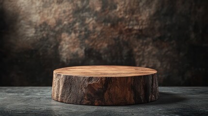 Wooden Slab on a Grey Background